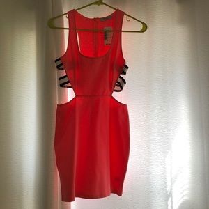 Bright pink club dress with straps size M
